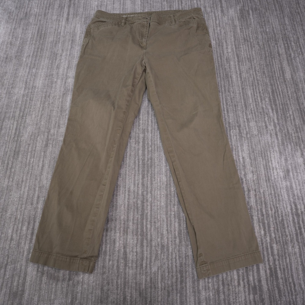 Talbots Straight Leg Chino Women 14W Brown Excellent Cotton Stretch Casual Pants